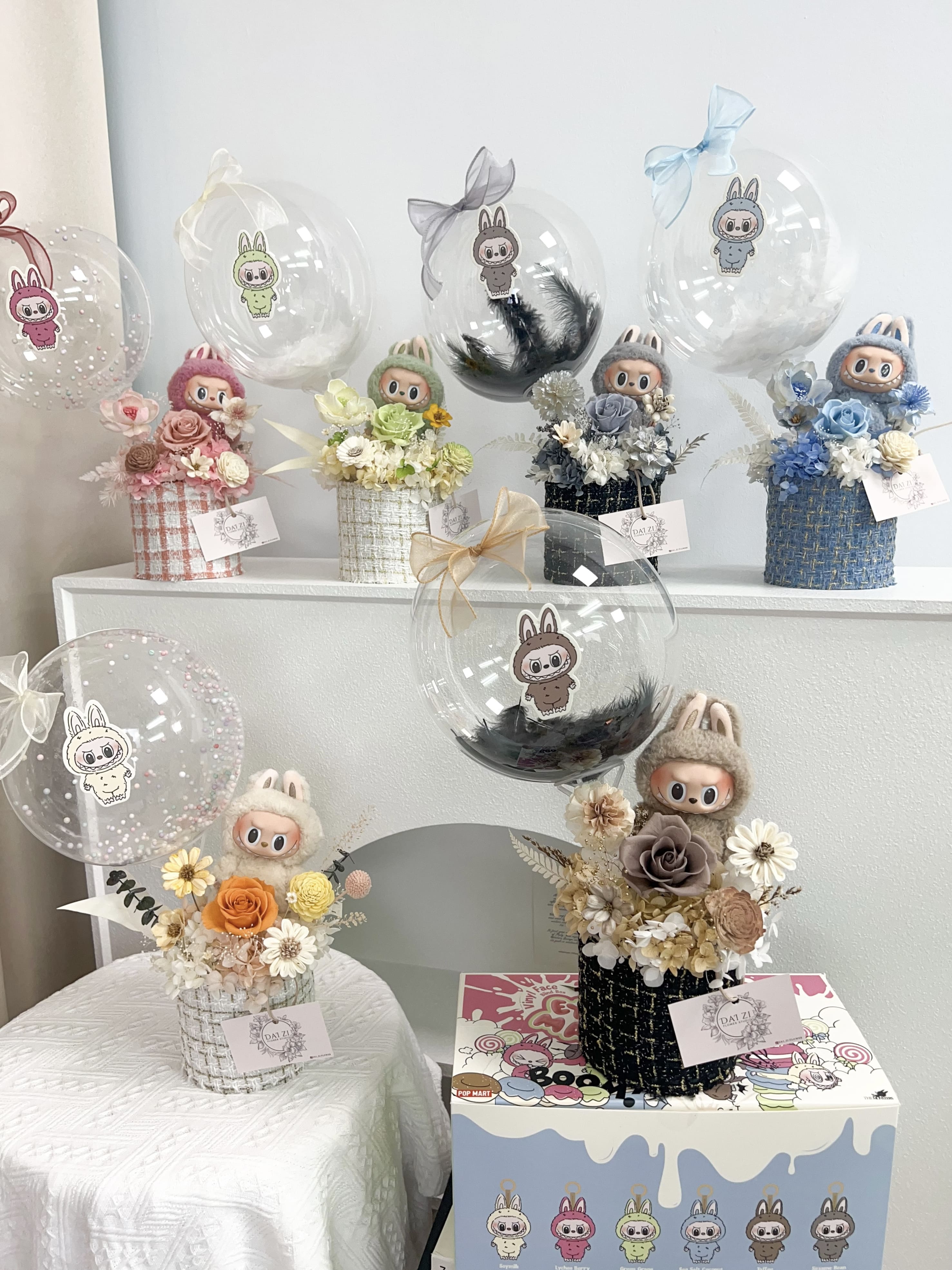 台北花店 DAIZI 代紫花藝 LABUBU 永生花迷你抱抱桶全系列合集，精品小香風客製化生日禮物推薦。